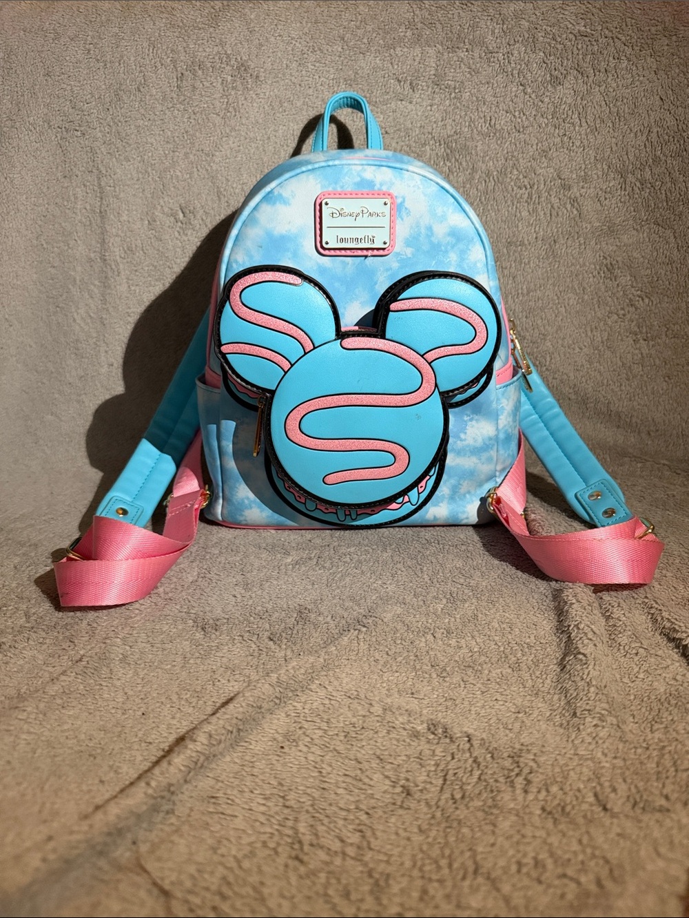 Loungefly Blue & Pink Mickey Macaroon Disney Eats Collection Backpack